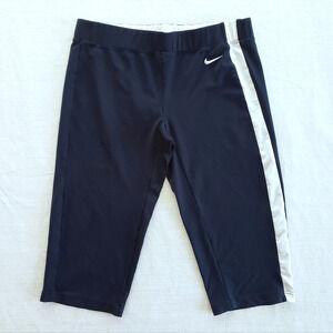 Nike Running Pants Womens M Blue Crop Leggings Activewear Casual Athleisure Yoga